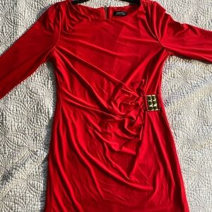Tahari Red Dress, size 8. Pre-loved.
